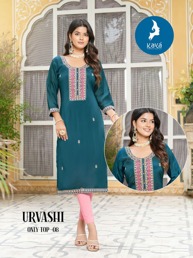 Urvashi By Kaya Vichitra Silk Designer Kurtis Wholesalers In Mumbai
